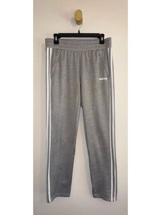 adidas Pants - Adidas Womens Essentials Warm-Up 3-Stripes Track Pants Gray White Straight Leg S